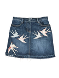 Vintage Y2K Swallow Appliqué Denim Mini Skirt uk10
