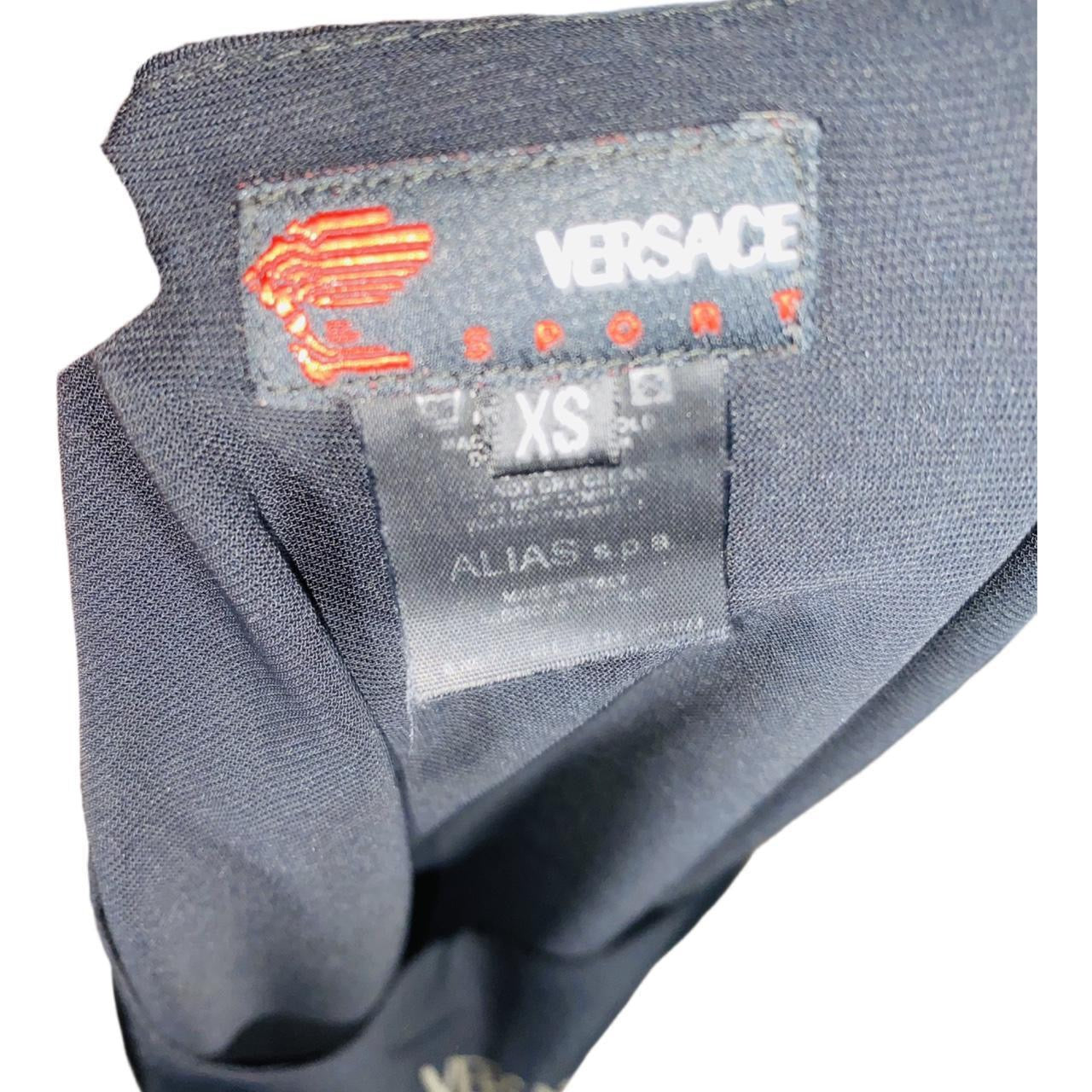 Versace Sport black ruffle short sleeve top double lined uk XS