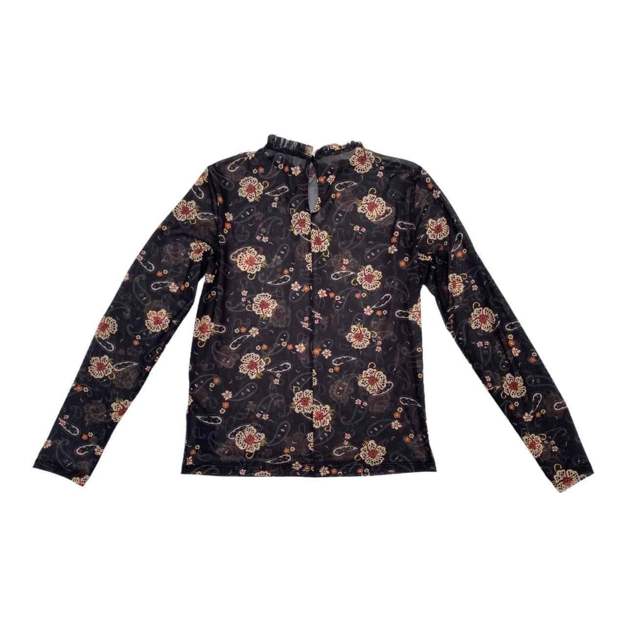 Red herring paisley mesh long sleeve top uk12