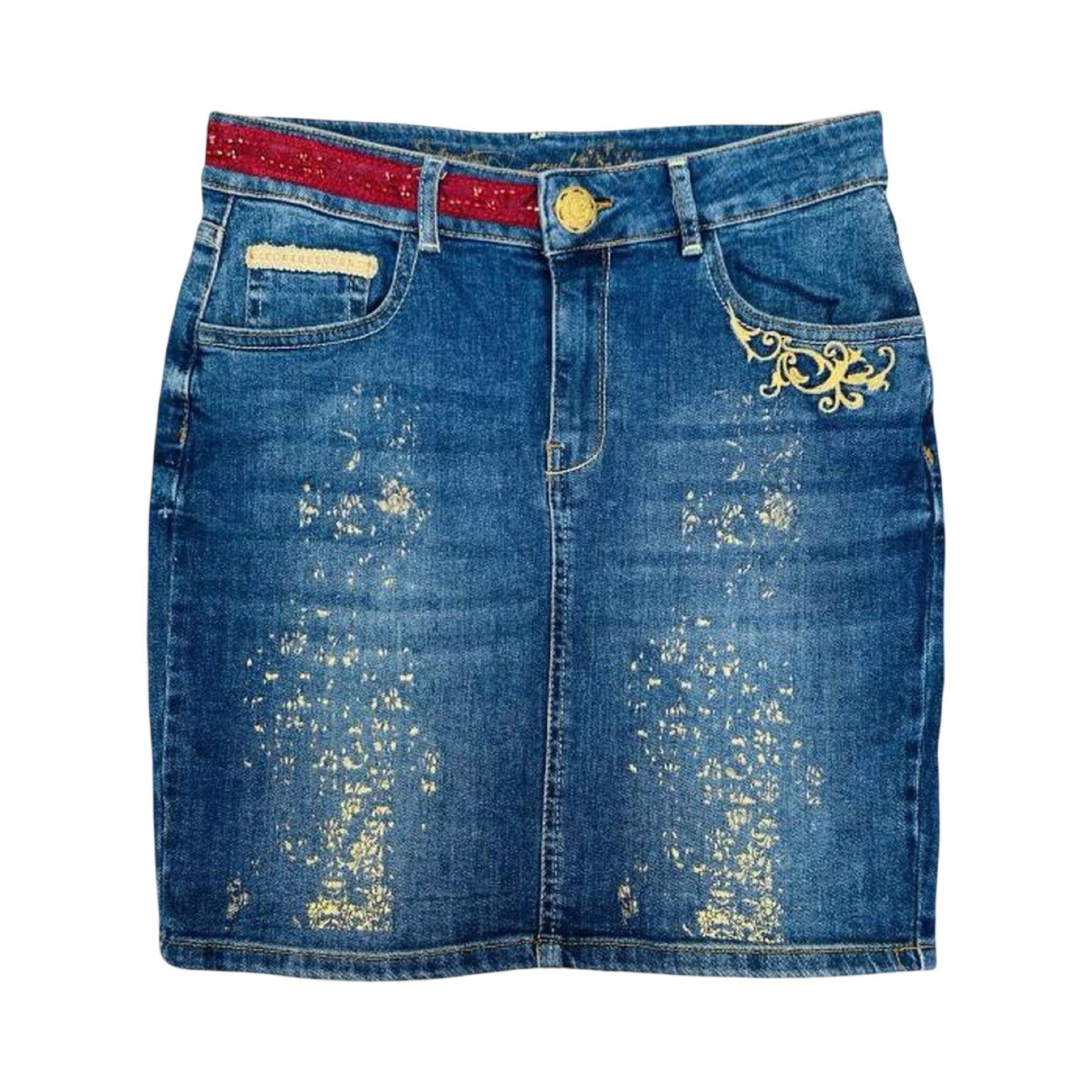 Desingal gold and red sequin skirt ukM