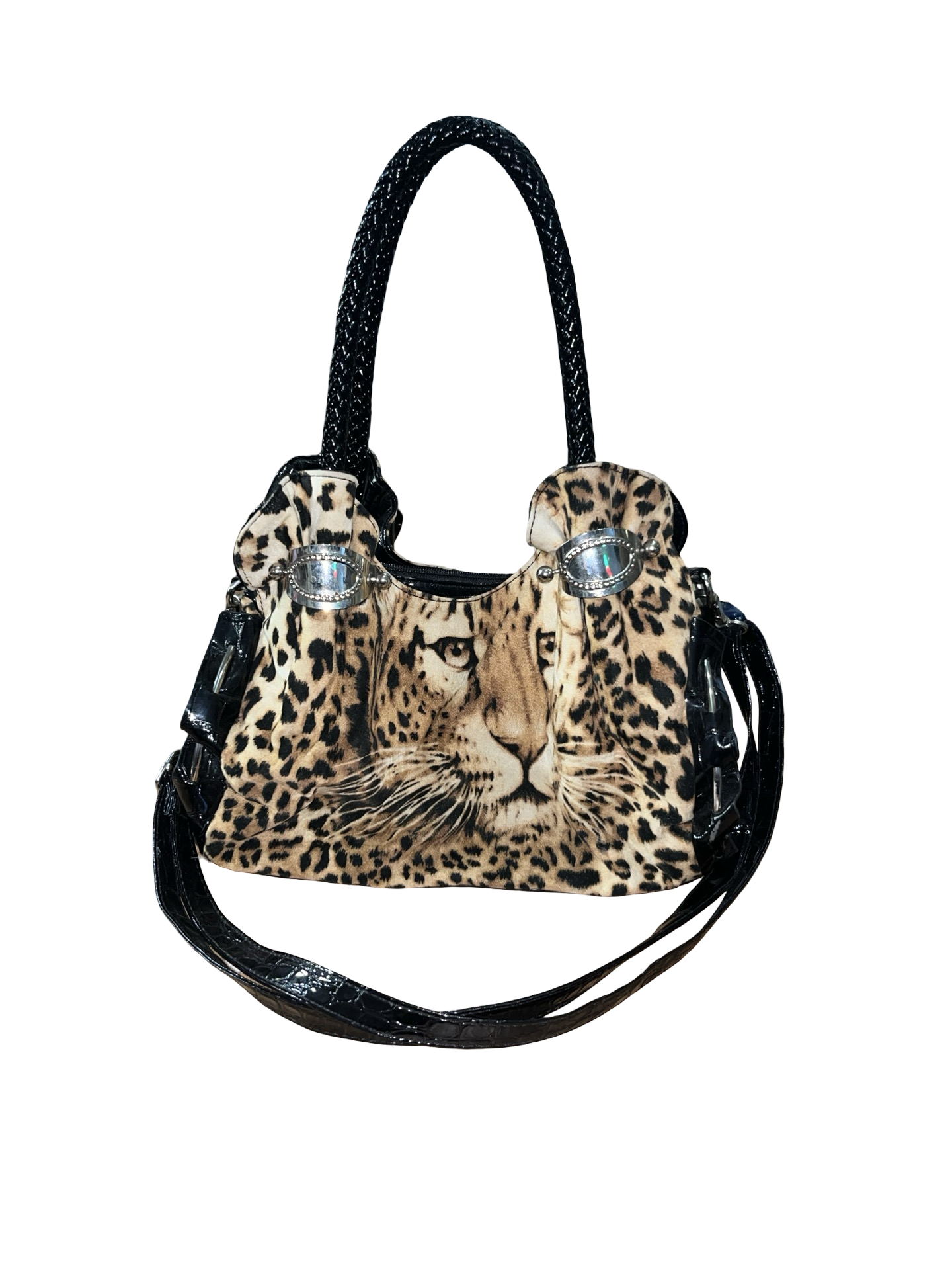 Y2K Leopard Face Print Shoulder & Crossbody Bag