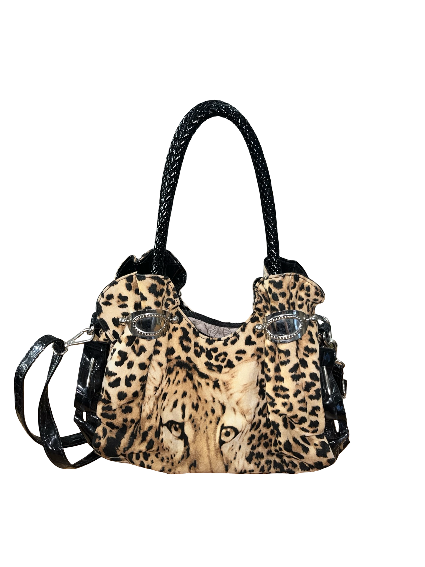 Y2K Leopard Face Print Shoulder & Crossbody Bag