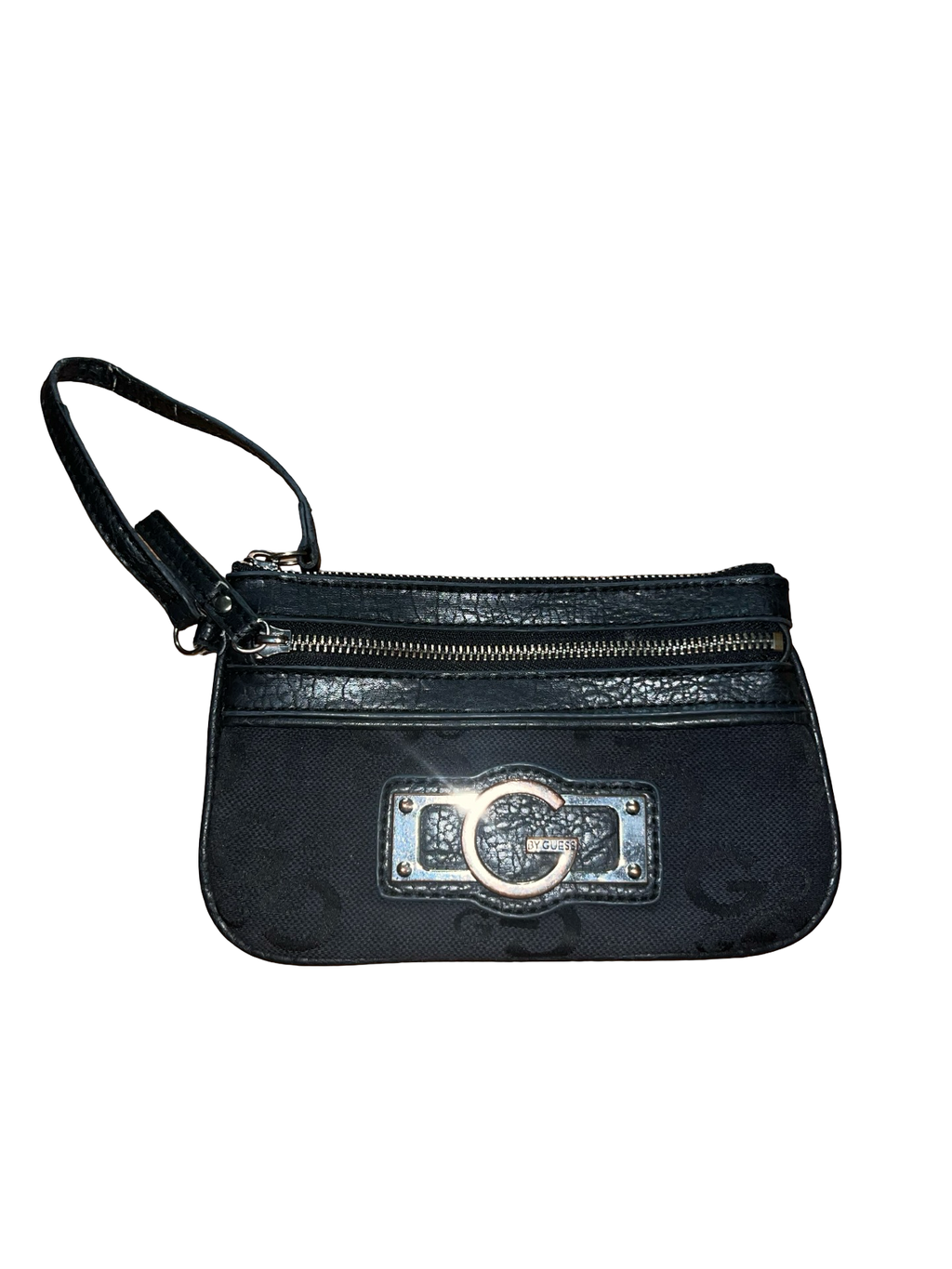 Y2K GUESS Black Monogram Wristlet Clutch Bag