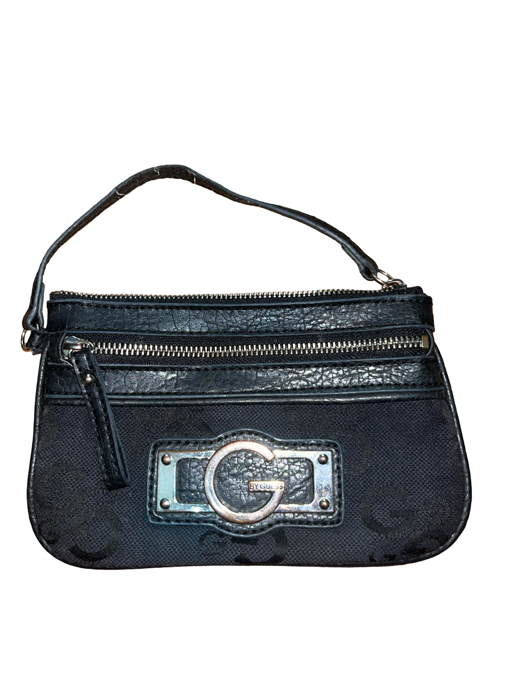 Y2K GUESS Black Monogram Wristlet Clutch Bag