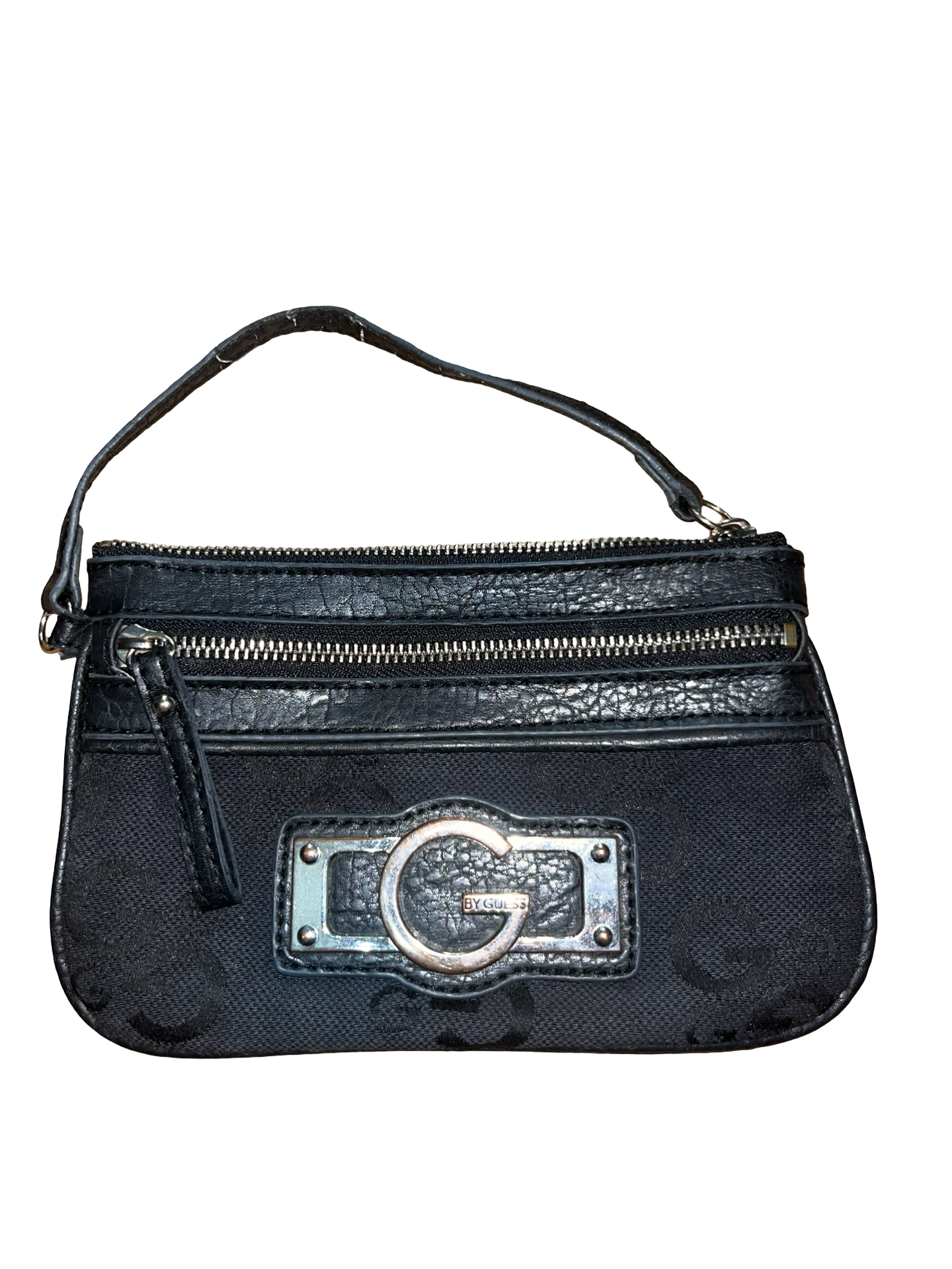 Y2K GUESS Black Monogram Wristlet Clutch Bag