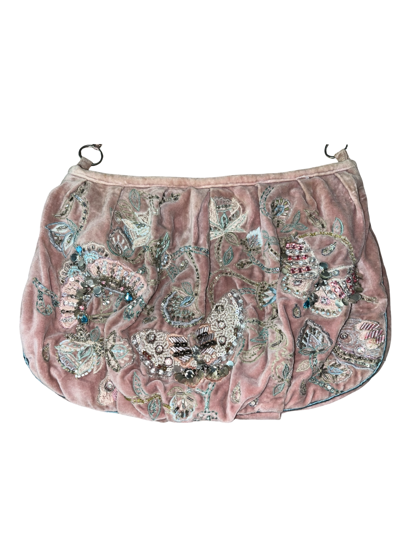 Y2K Accessorize Pink Velvet Beaded Butterfly Bag Fairycore Vintage