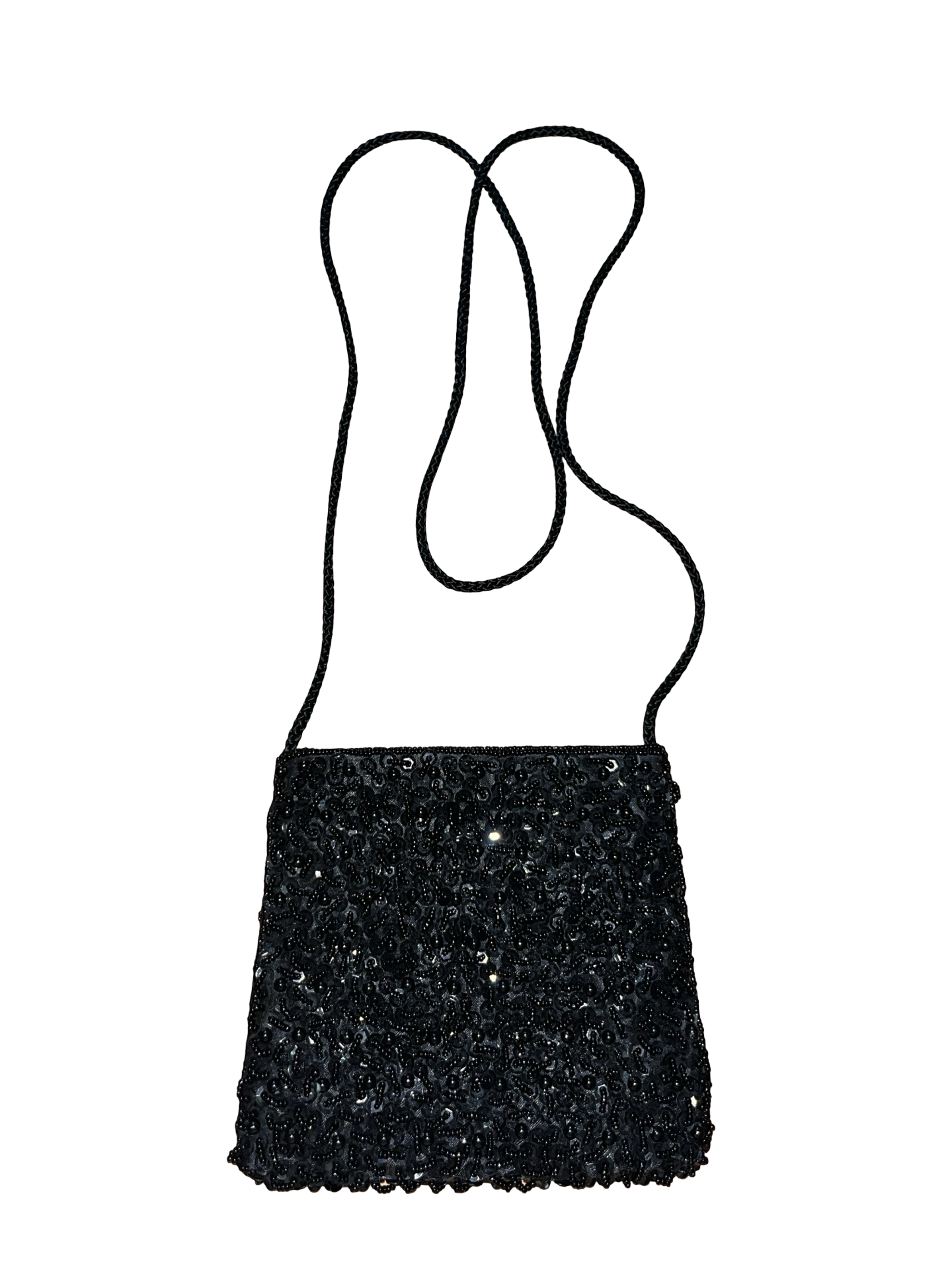 Y2K Black Beaded Sequin Mini Handbag