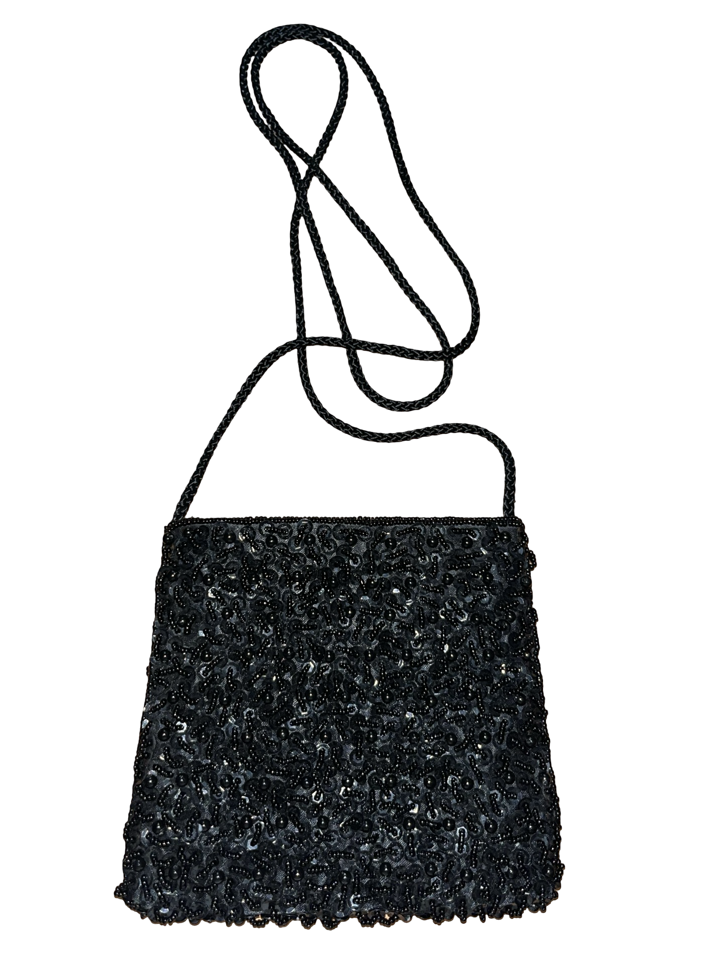 Y2K Black Beaded Sequin Mini Handbag