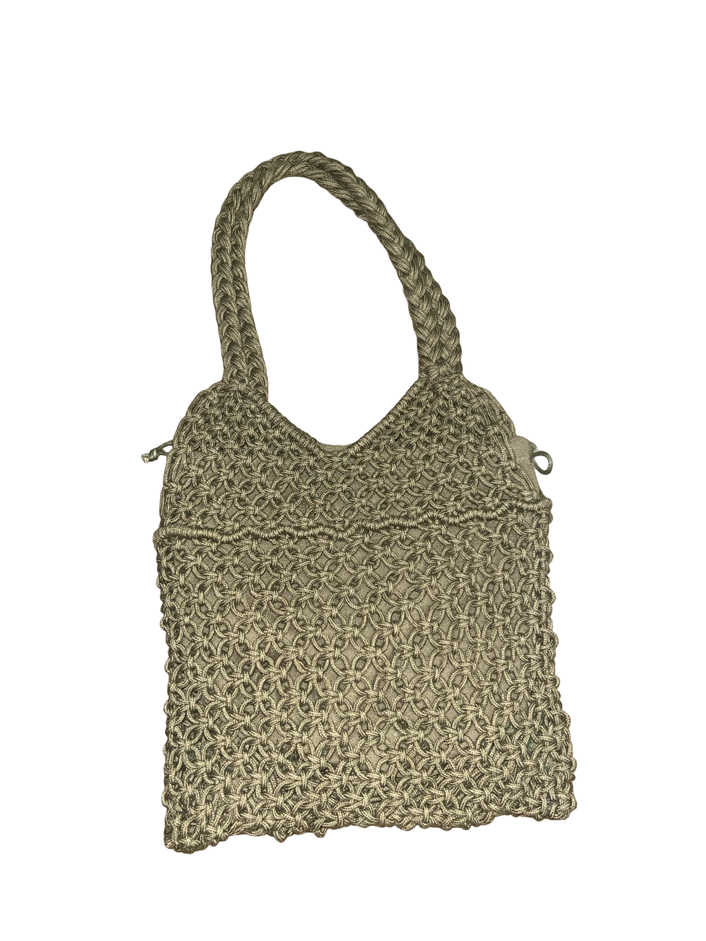 Y2K Green Woven Macramé Shoulder Bag | Boho Crochet