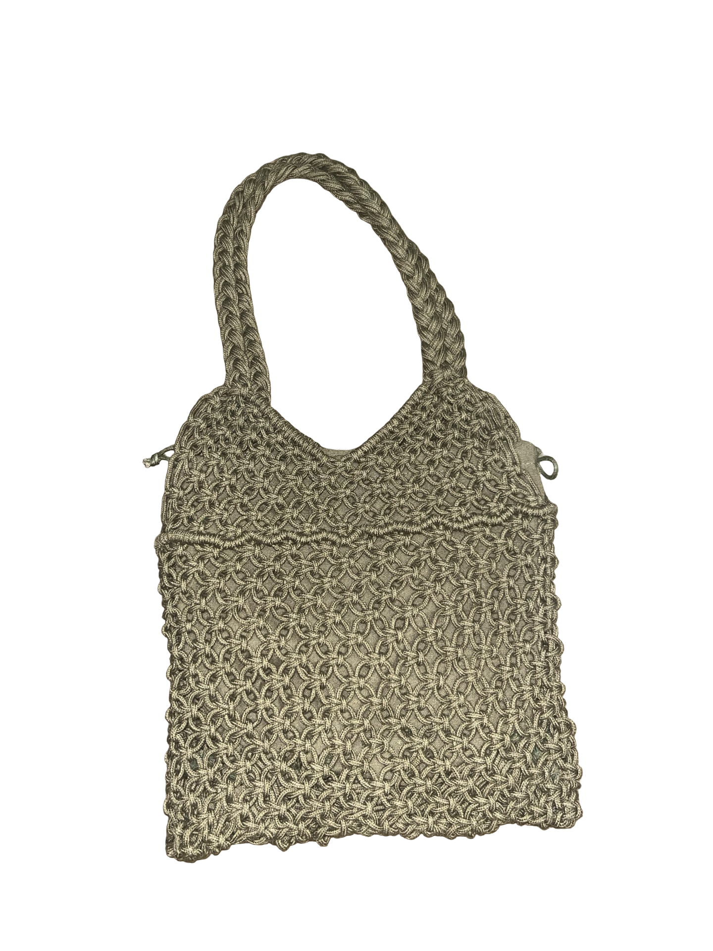 Y2K Green Woven Macramé Shoulder Bag | Boho Crochet