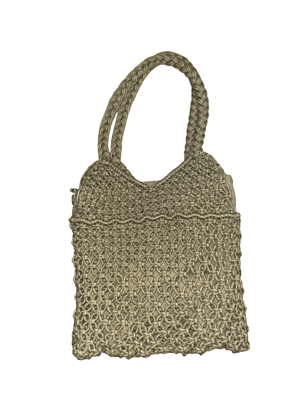 Y2K Green Woven Macramé Shoulder Bag | Boho Crochet