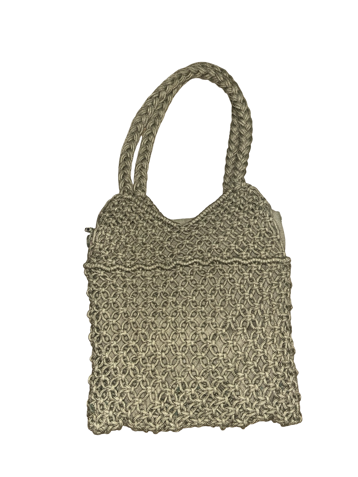 Y2K Green Woven Macramé Shoulder Bag | Boho Crochet