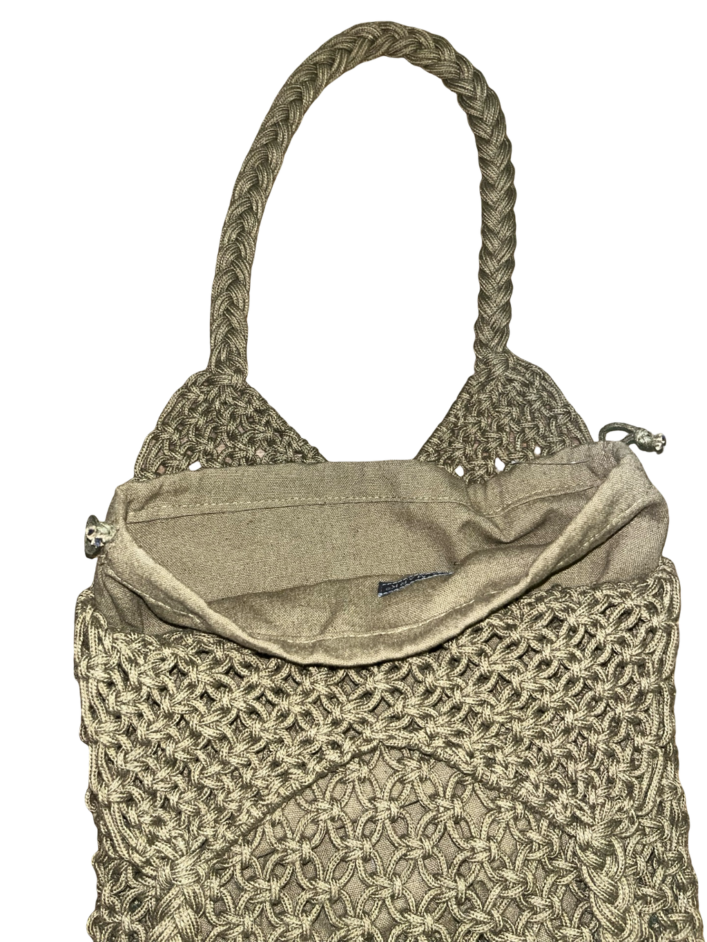 Y2K Green Woven Macramé Shoulder Bag | Boho Crochet
