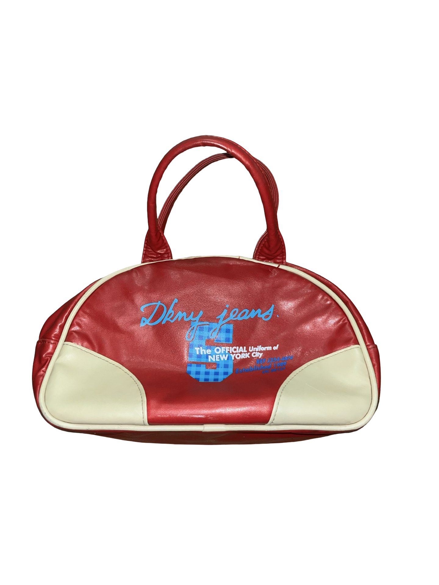 DKNY Jeans Red & Cream Bowling Vintage Handbag | 2000s