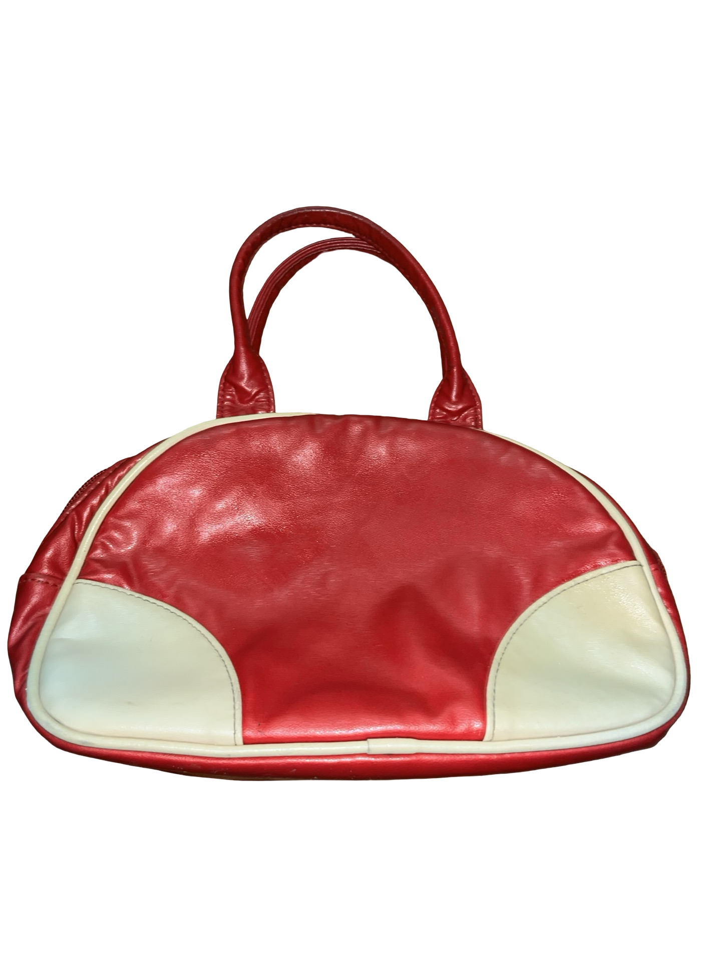 DKNY Jeans Red & Cream Bowling Vintage Handbag | 2000s