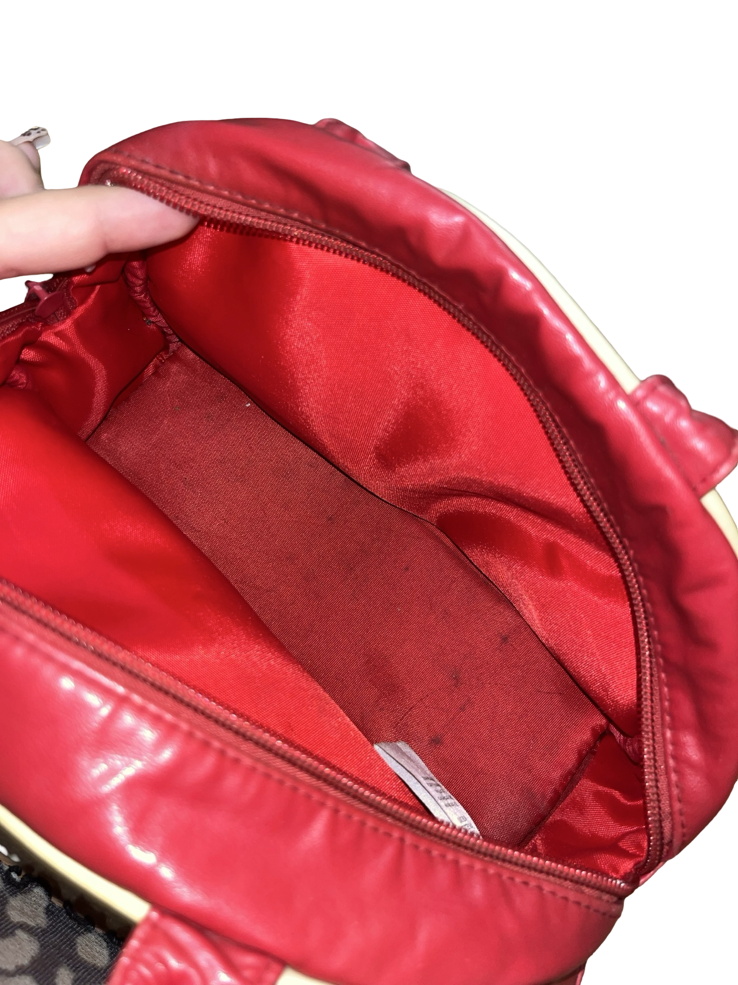 DKNY Jeans Red & Cream Bowling Vintage Handbag | 2000s